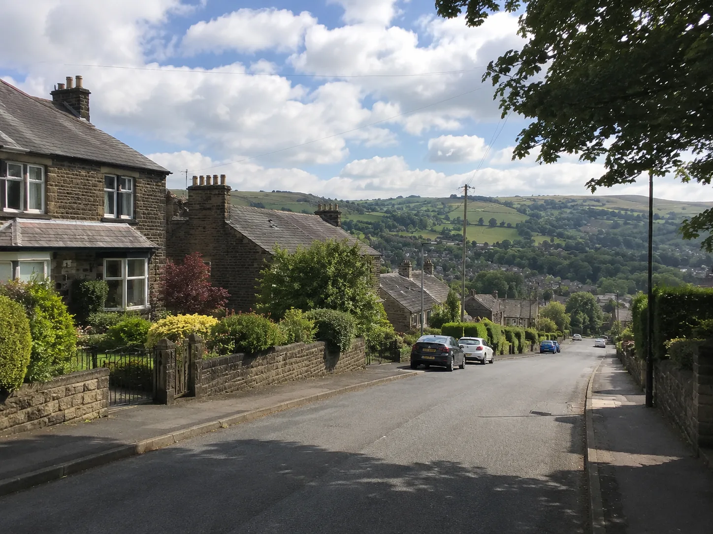 Residential Street In Menston West Yorkshire local area view.