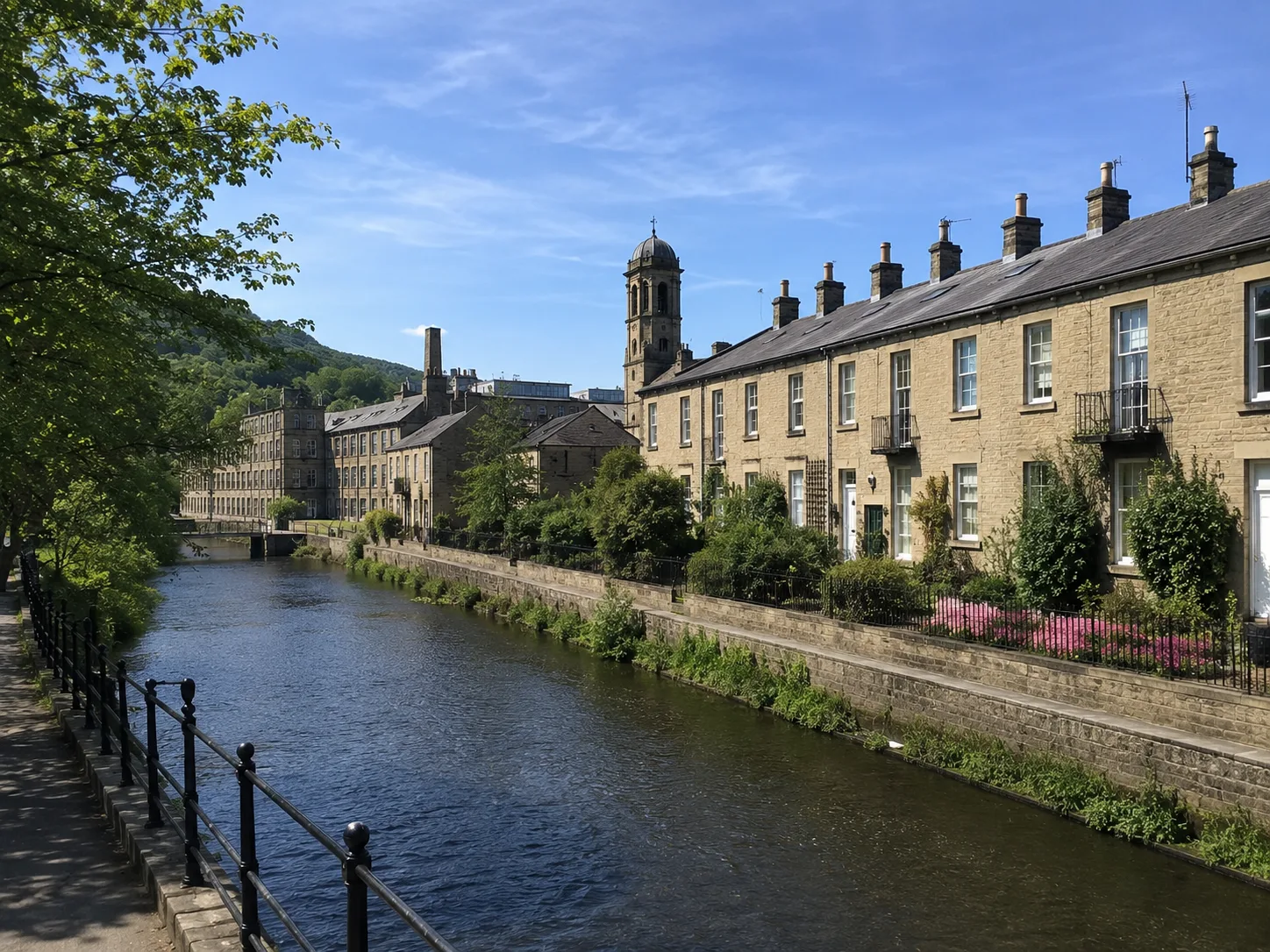 Saltaire Village And Riverside View Near Shipley local area view.