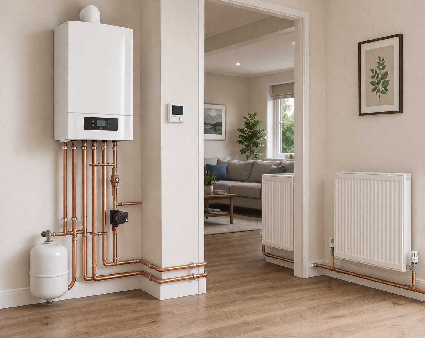New boiler installation Yorkshire — modern combi boiler fitted in a home